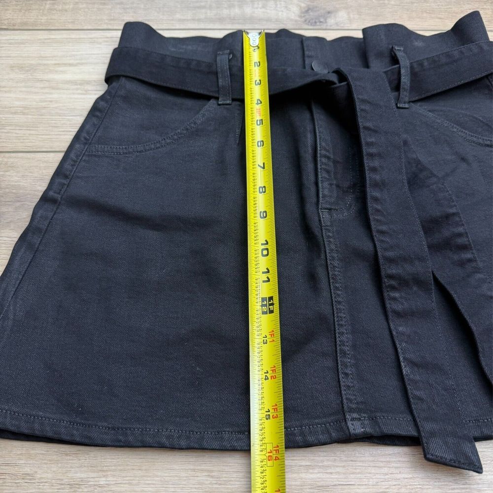 Alice & Olivia Black Denim Paperbag High Rise Mini Skirt‎ Belted Womens size 30 - Picture 11 of 12